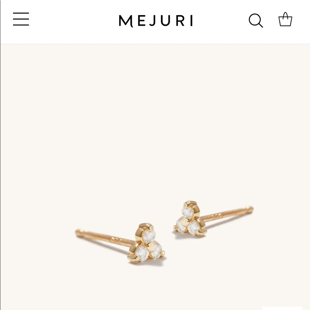 Mejuri 14k gold mini lotus studs- sapphire